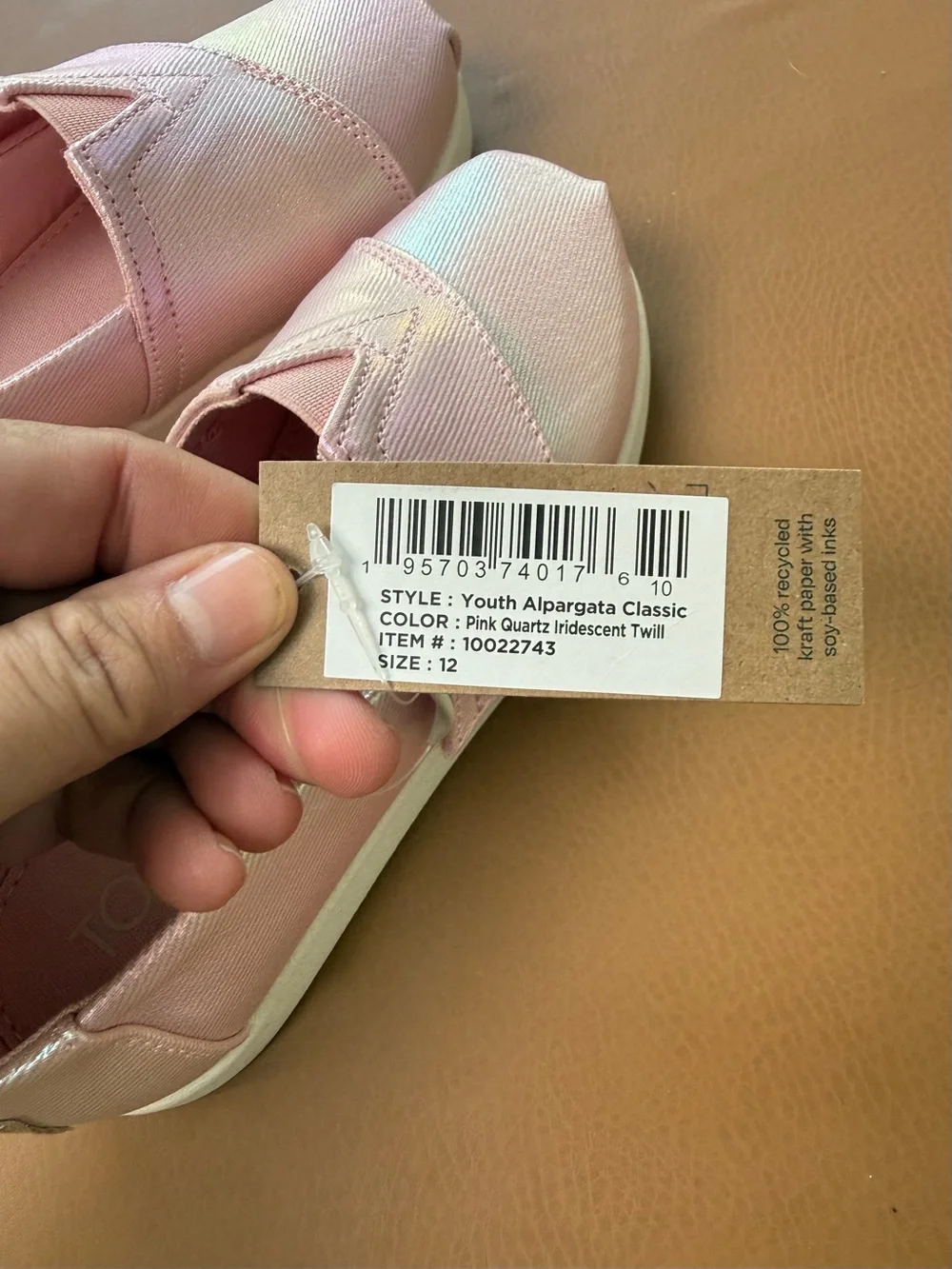 TOMS Kids Light Pink Canvas Slip-On Sneakers